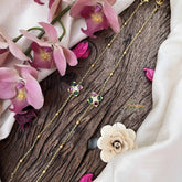 Vriksham Classic Look Floral With Gold Drop Gold Look Alike Anklets-Red Green & White-G20693